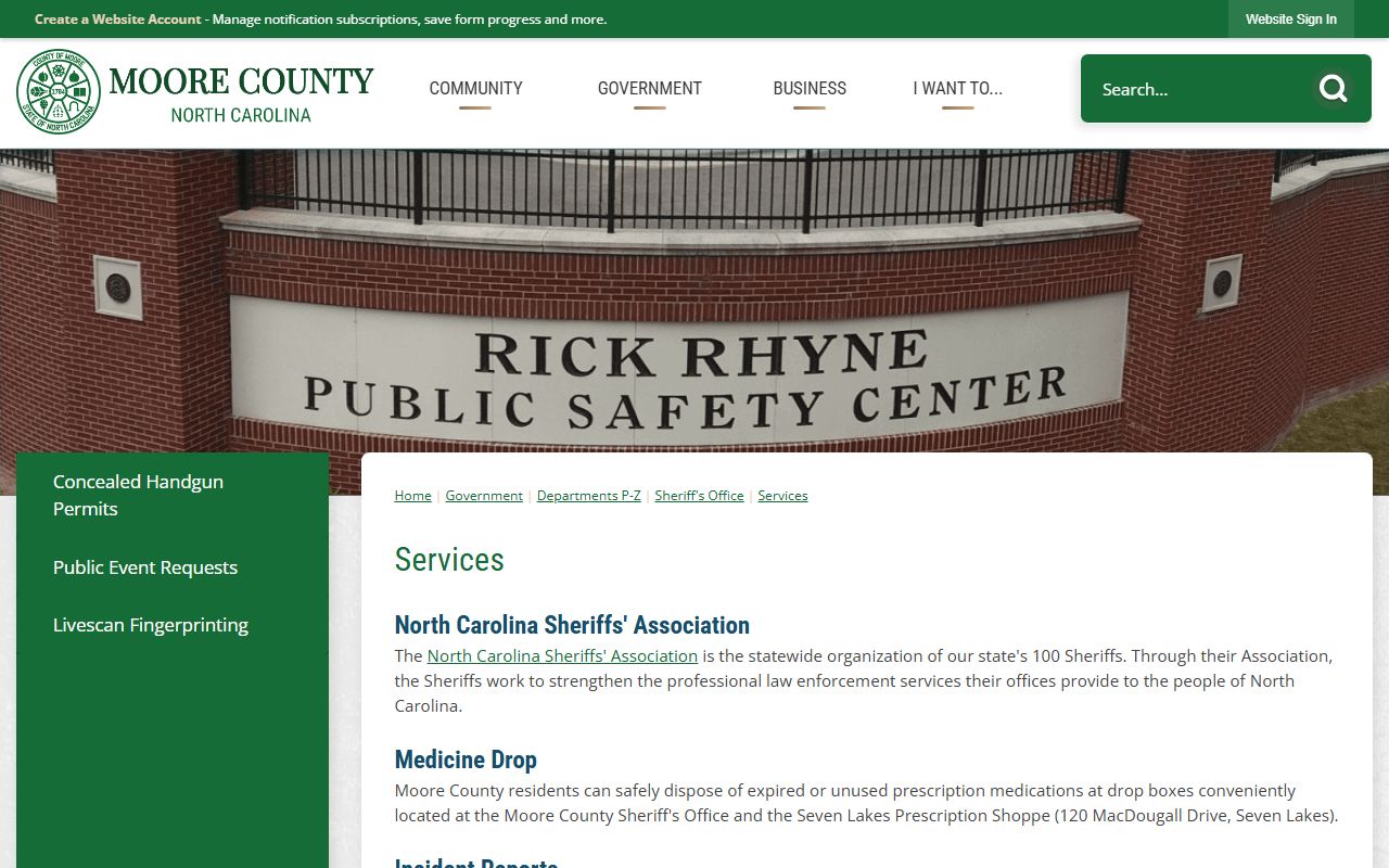 Moore County arrest records and court charges Sheriff services page