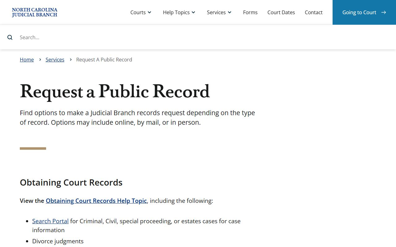 Moore County court records Judicial Branch public records request