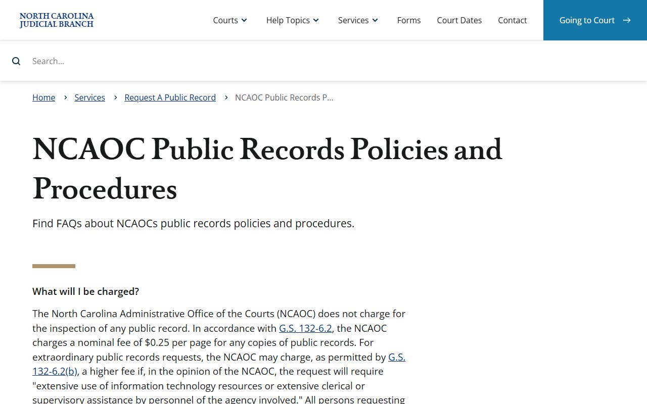 Moore County court records NCAOC public records policy