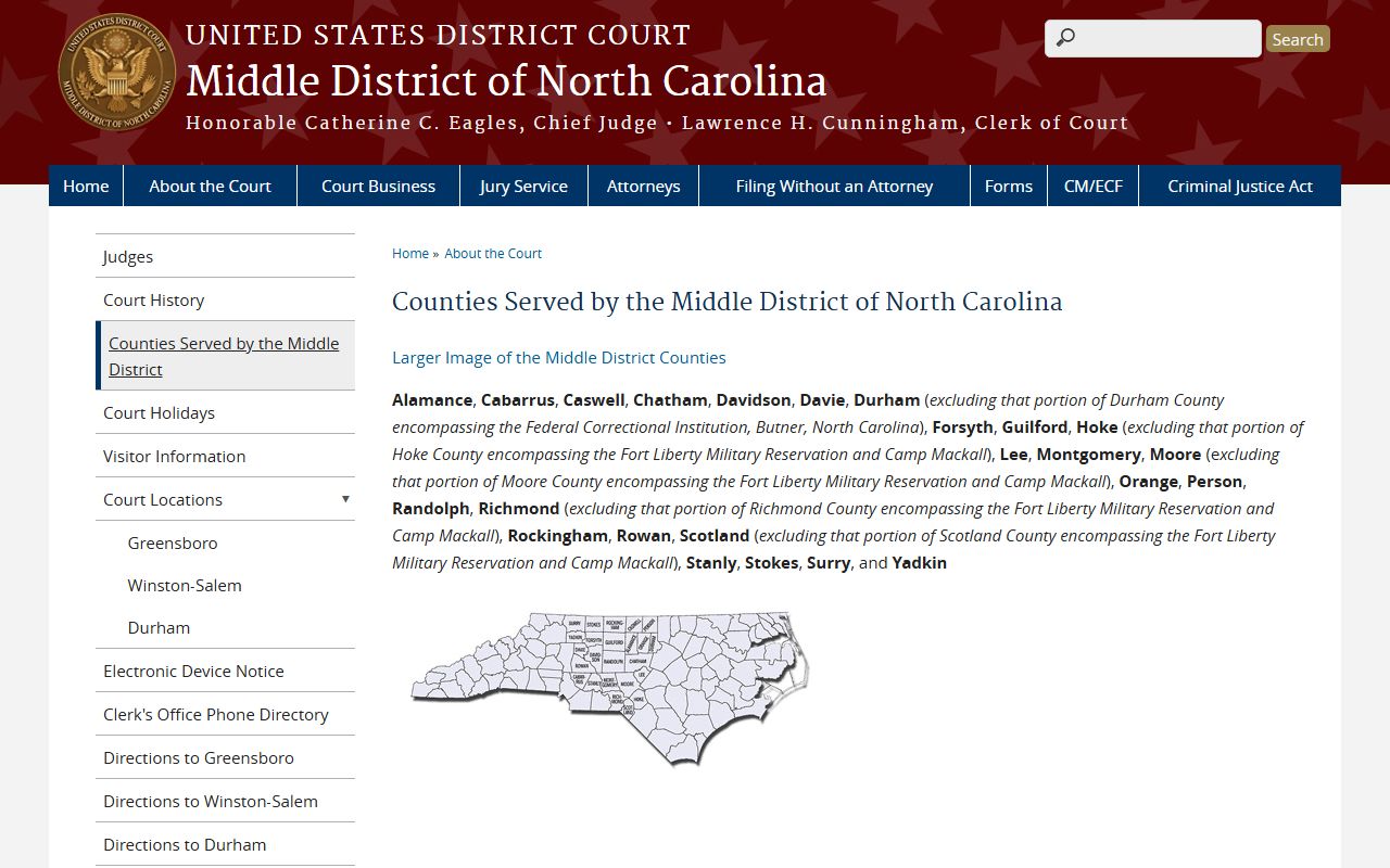 Moore County trial court records Middle District counties served