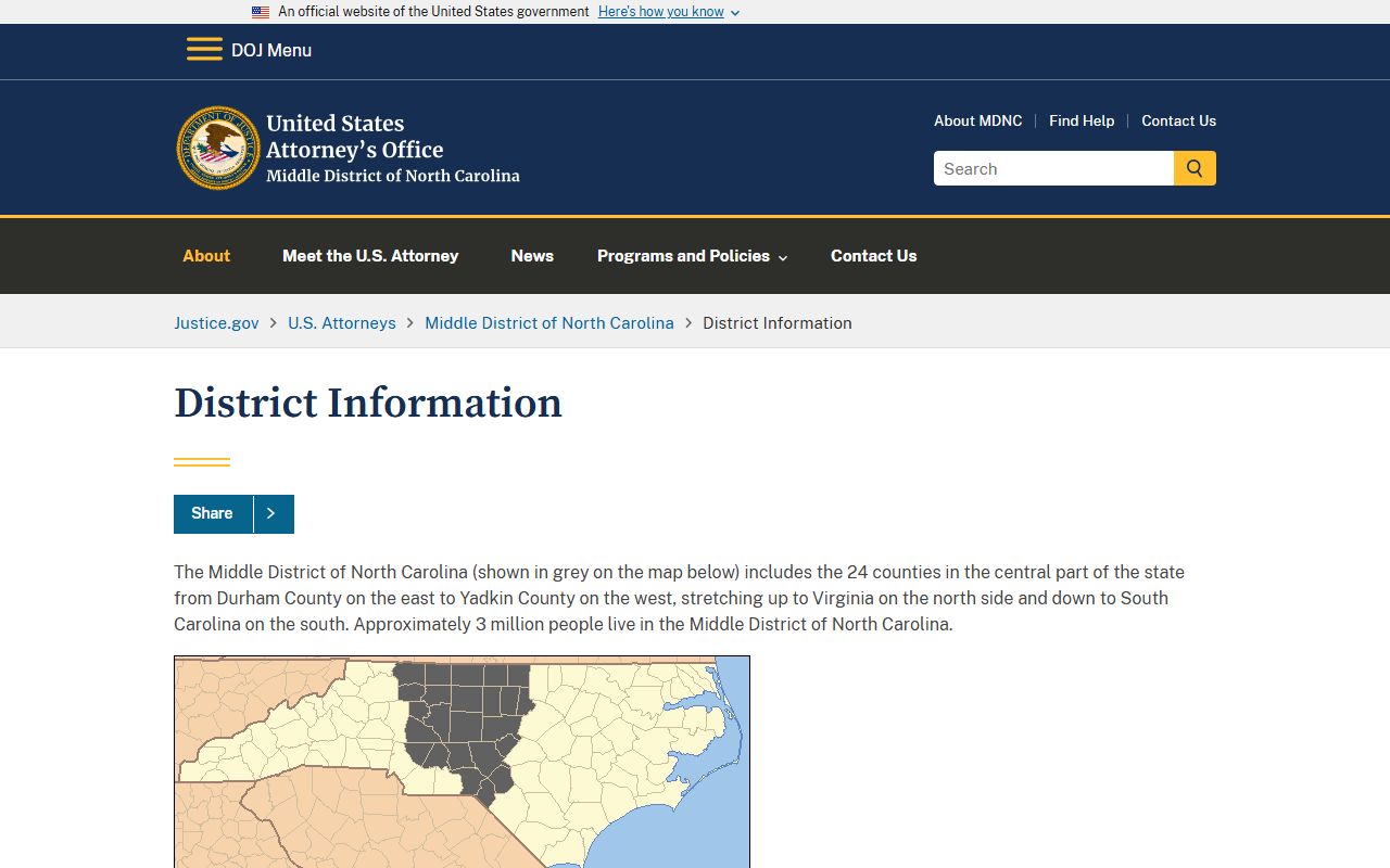 Moore County trial court records U.S. Attorney Middle District information
