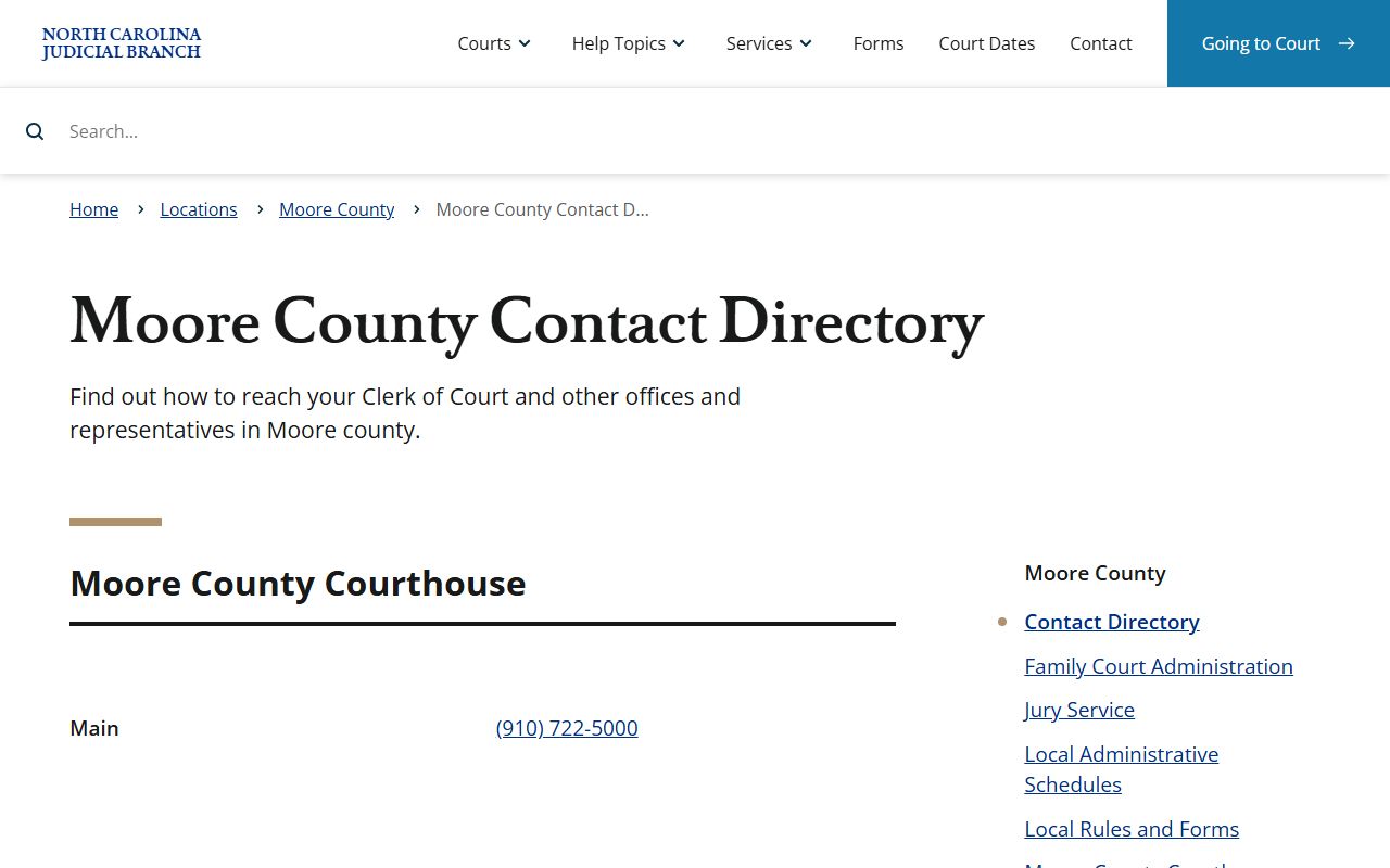 Moore County court records contact directory