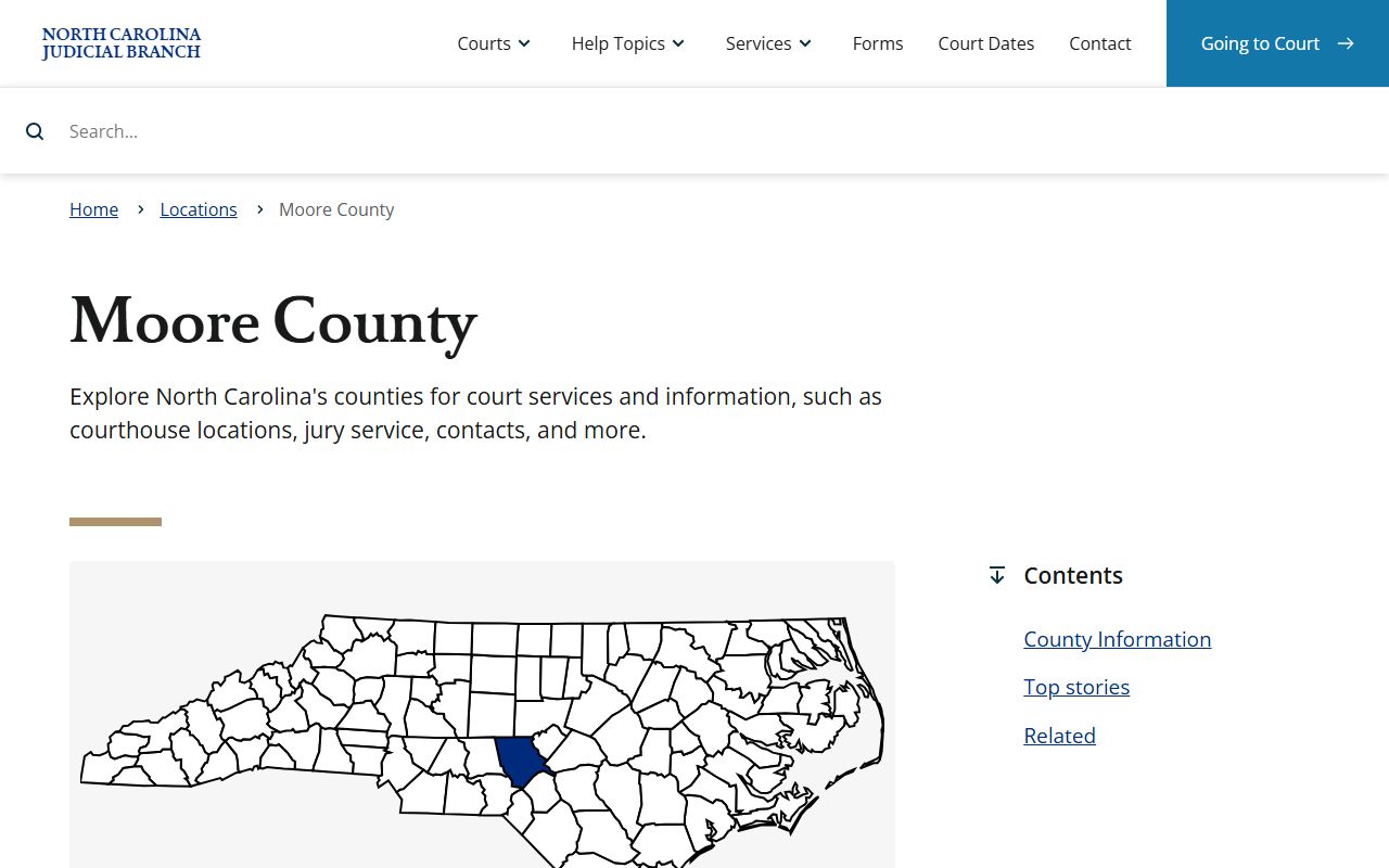 Moore County court records Judicial Branch landing page